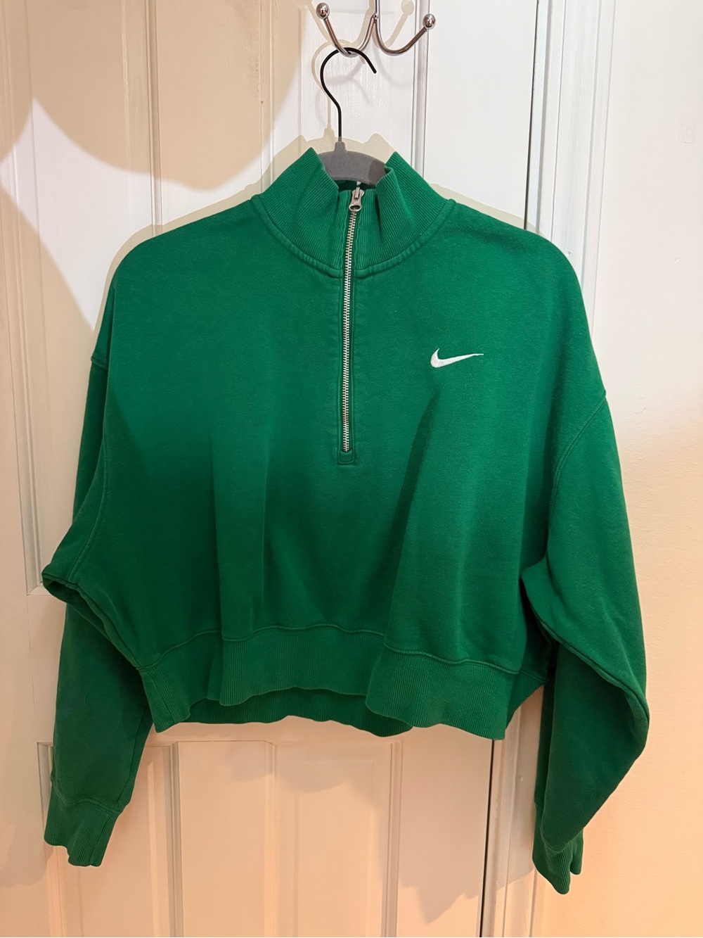 Nike Emerald Green Half-Zip Cropped Sweatshirt